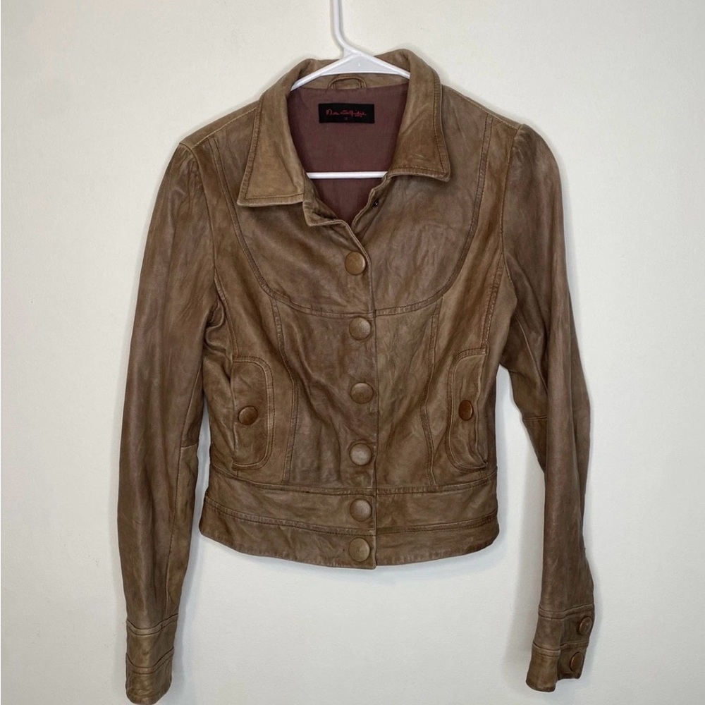 Miss Selfridge Tan Leather Jacket